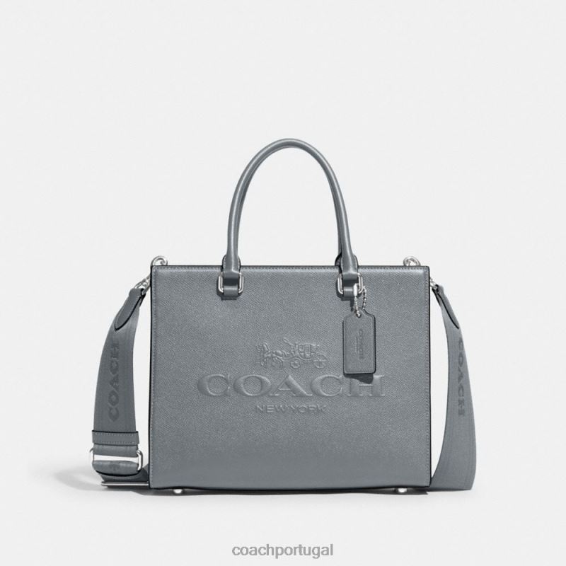 Coach homens bolsa com tela de assinatura cinza azulado 6B20P634