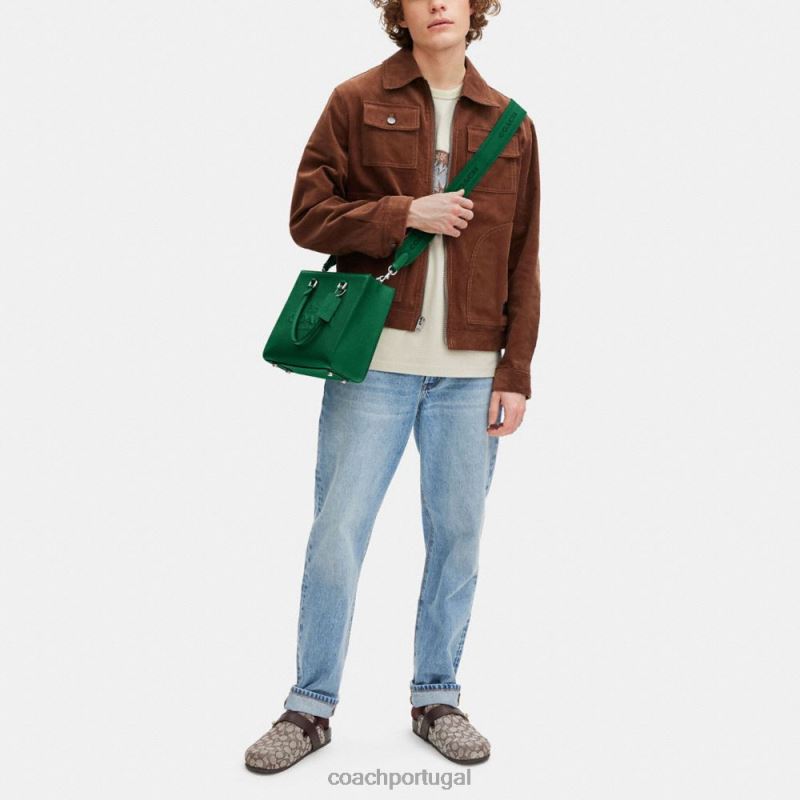 Coach homens bolsa com tela de assinatura verde 6B20P643