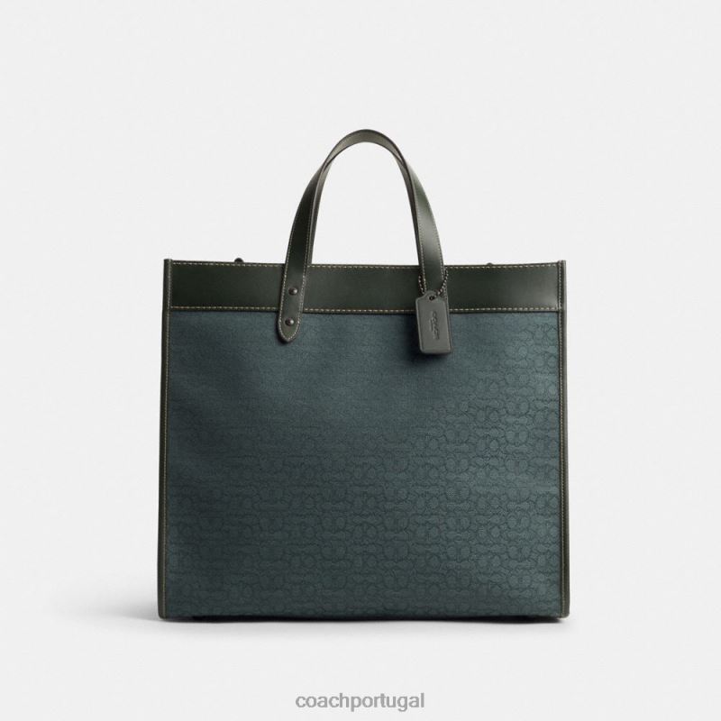 Coach homens bolsa de campo 40 em jacquard com micro assinatura amazona verde 6B20P635