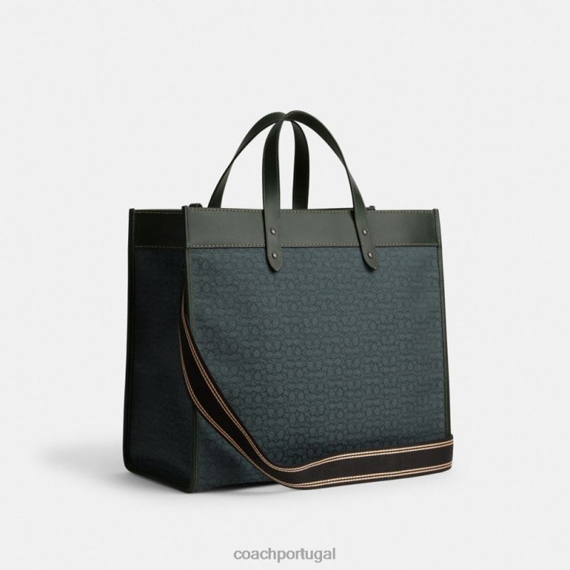 Coach homens bolsa de campo 40 em jacquard com micro assinatura amazona verde 6B20P635