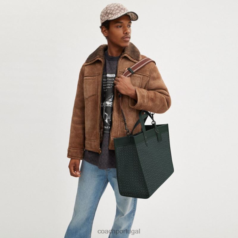 Coach homens bolsa de campo 40 em jacquard com micro assinatura amazona verde 6B20P635