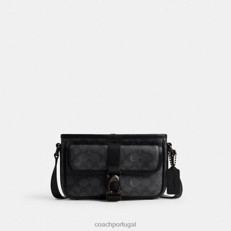 Coach homens Beck Slim Crossbody em lona exclusiva carvão 6B20P659
