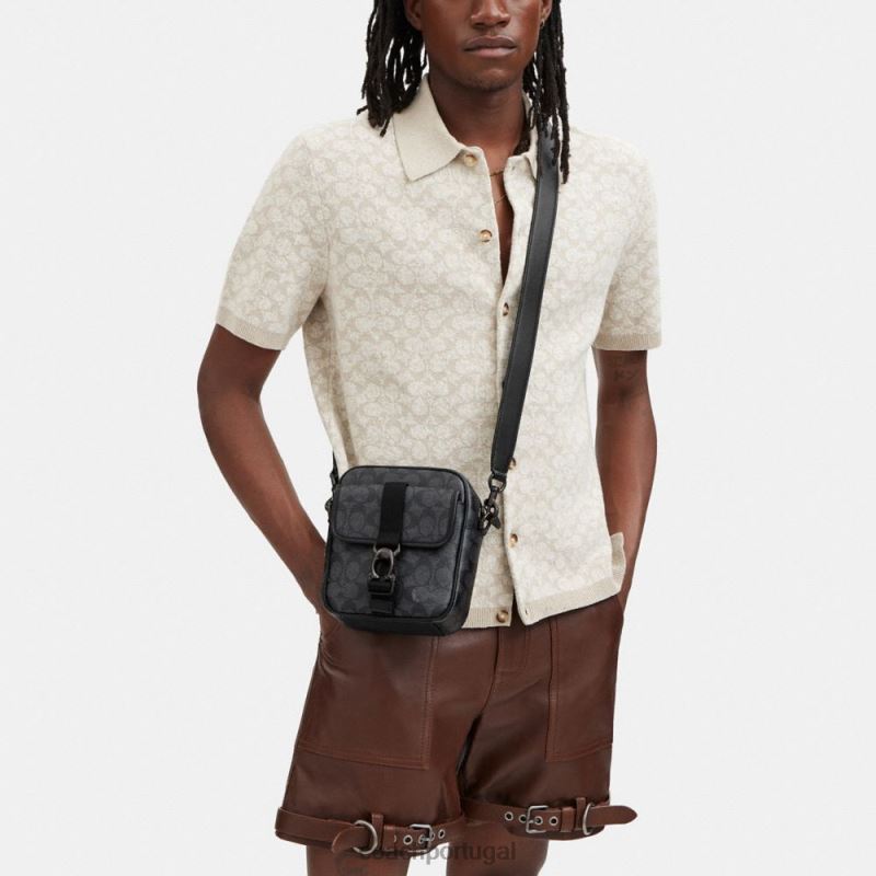 Coach homens Beck crossbody em lona exclusiva carvão 6B20P672
