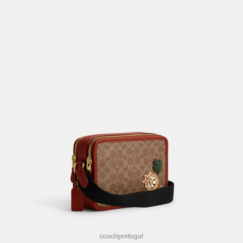 Coach homens Cosmic Coach Charter Crossbody 24 em lona exclusiva com patches bronzeado/ferrugem multi 6B20P652