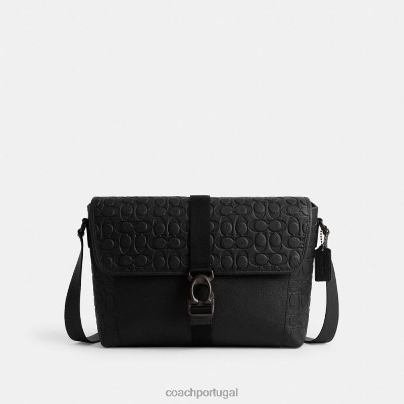 Coach homens beck messenger em couro exclusivo preto 6B20P651