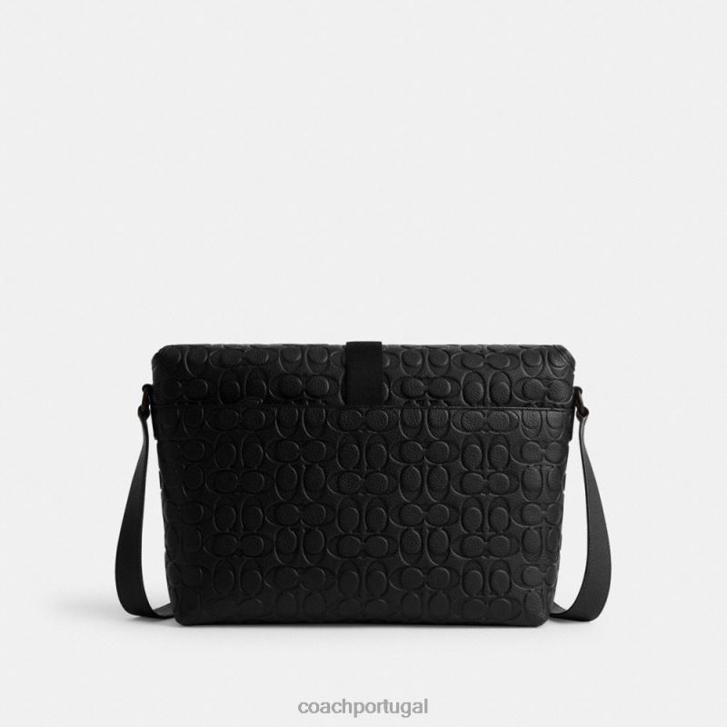 Coach homens beck messenger em couro exclusivo preto 6B20P651