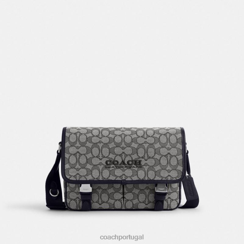 Coach homens bolsa mensageiro da liga em jacquard exclusivo marinha da meia-noite 6B20P664
