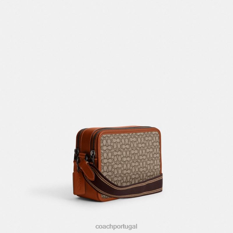 Coach homens charter crossbody 24 em jacquard micro assinatura cacau/âmbar polido 6B20P663