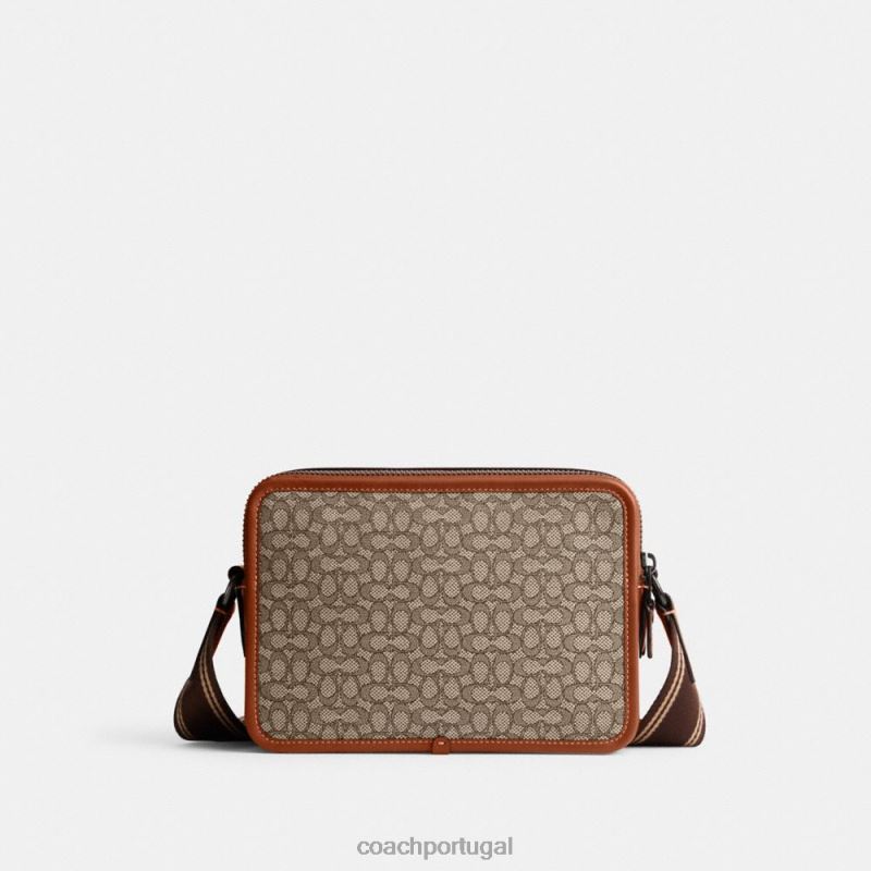 Coach homens charter crossbody 24 em jacquard micro assinatura cacau/âmbar polido 6B20P663