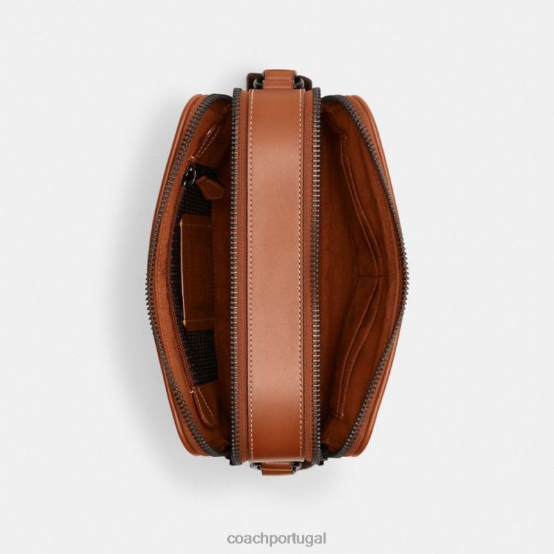 Coach homens charter crossbody 24 em jacquard micro assinatura cacau/âmbar polido 6B20P663