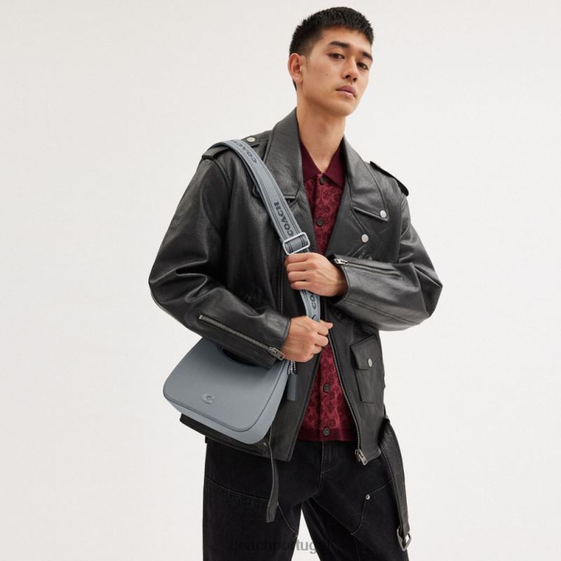 Coach homens hobo crossbody com lona exclusiva cinza azulado 6B20P666