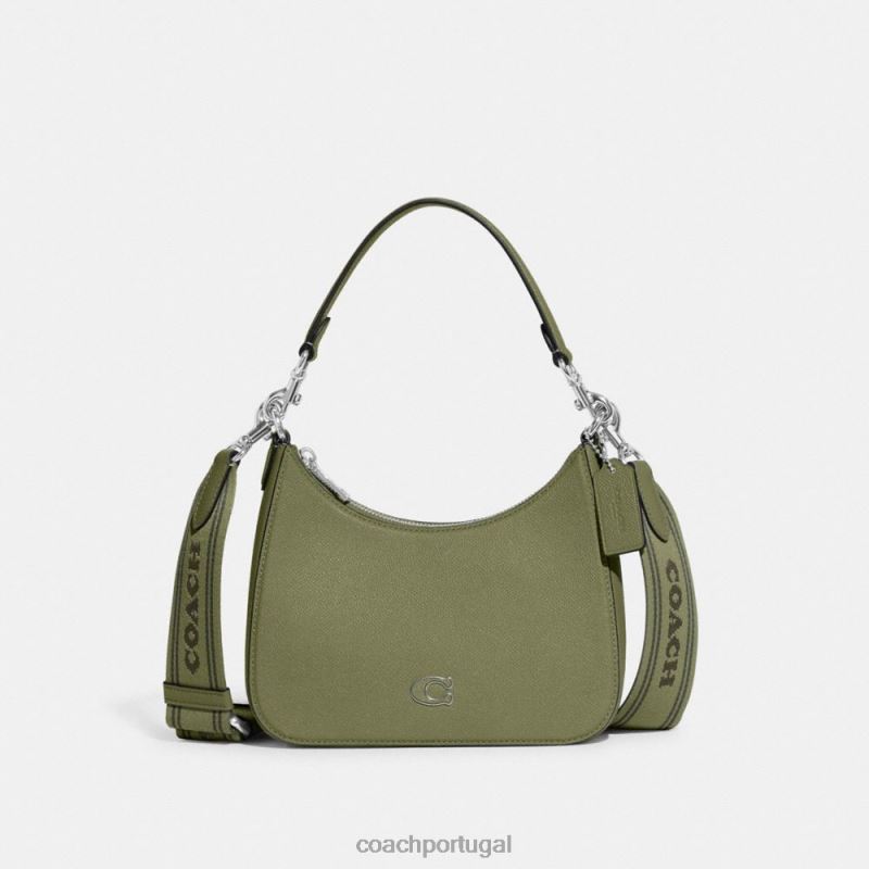 Coach homens hobo crossbody com lona exclusiva musgo 6B20P646