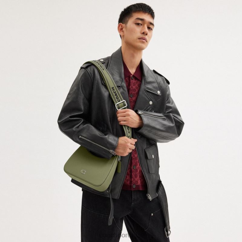 Coach homens hobo crossbody com lona exclusiva musgo 6B20P646