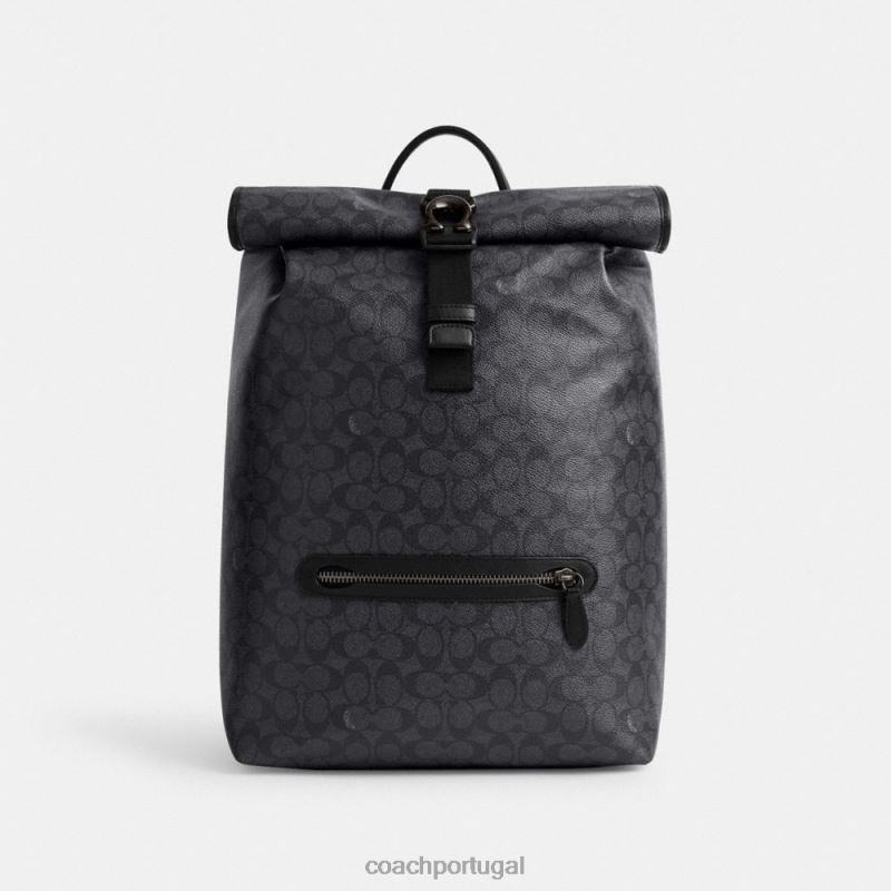 Coach homens mochila beck roll top em lona exclusiva carvão 6B20P685