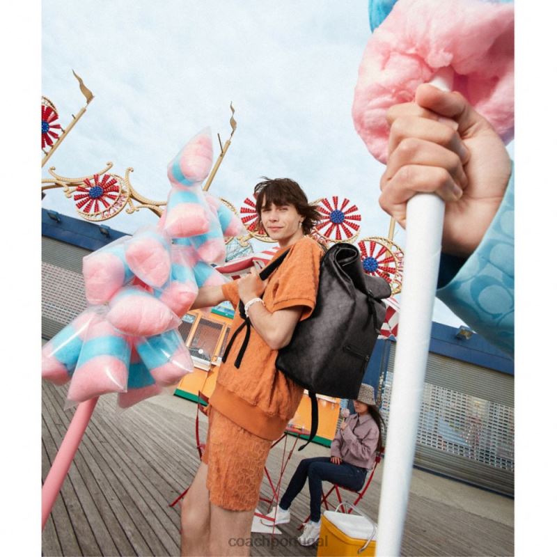 Coach homens mochila beck roll top em lona exclusiva carvão 6B20P685