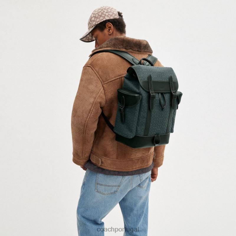 Coach homens mochila engate em jacquard micro assinatura amazona verde 6B20P682