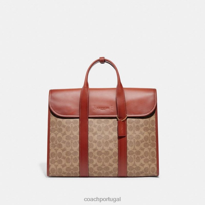 Coach homens portfólio gotham em tela de assinatura bronzeado/ferrugem 6B20P626