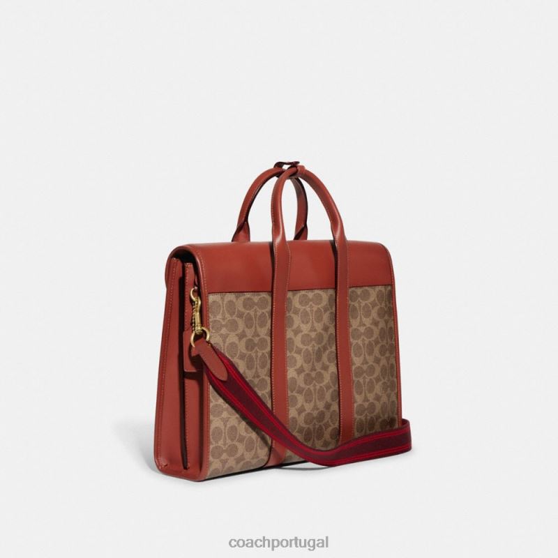 Coach homens portfólio gotham em tela de assinatura bronzeado/ferrugem 6B20P626