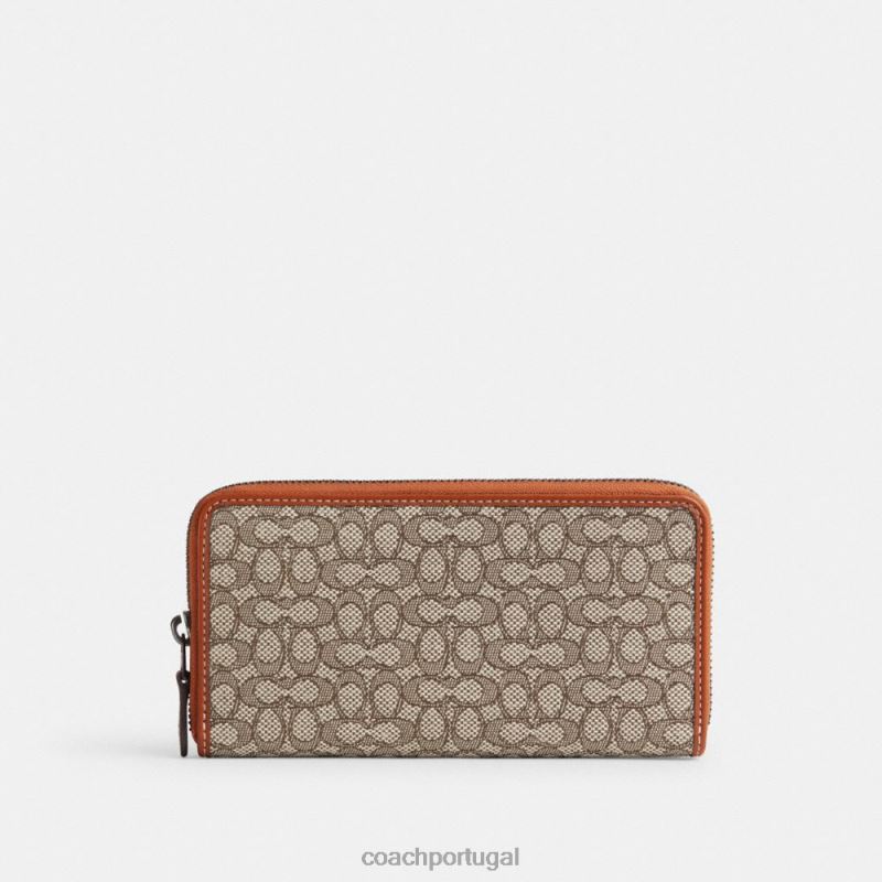 Coach homens carteira acordeão em jacquard com micro assinatura cacau/âmbar polido 6B20P696