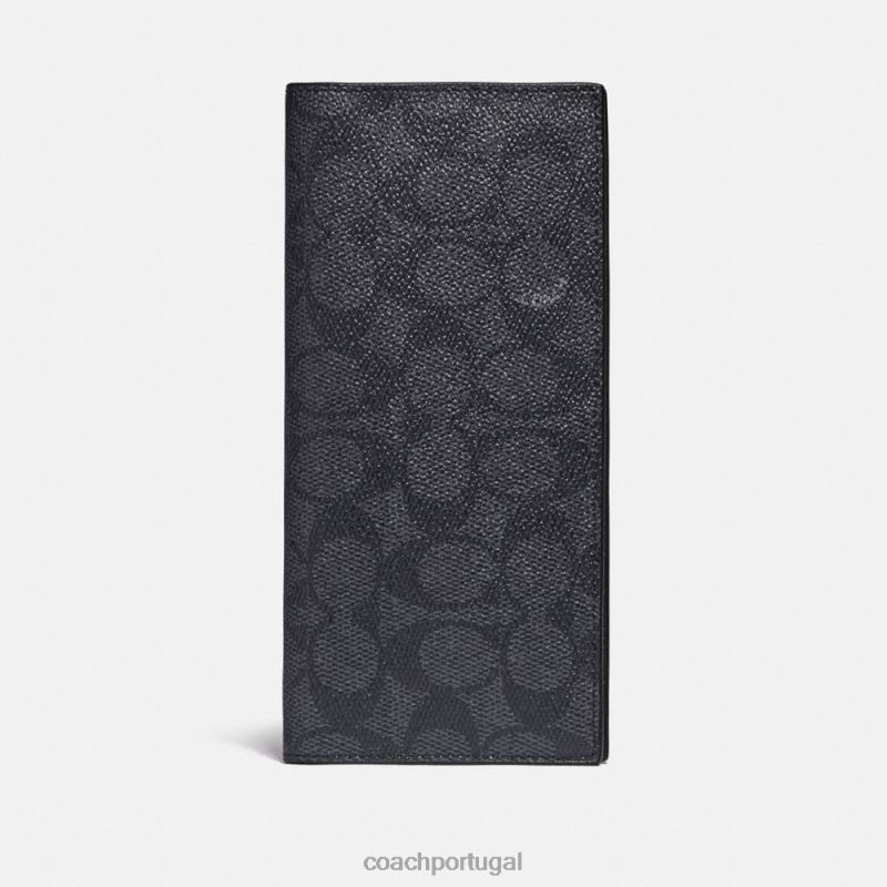 Coach homens carteira com bolso no peito em lona exclusiva carvão/preto 6B20P695