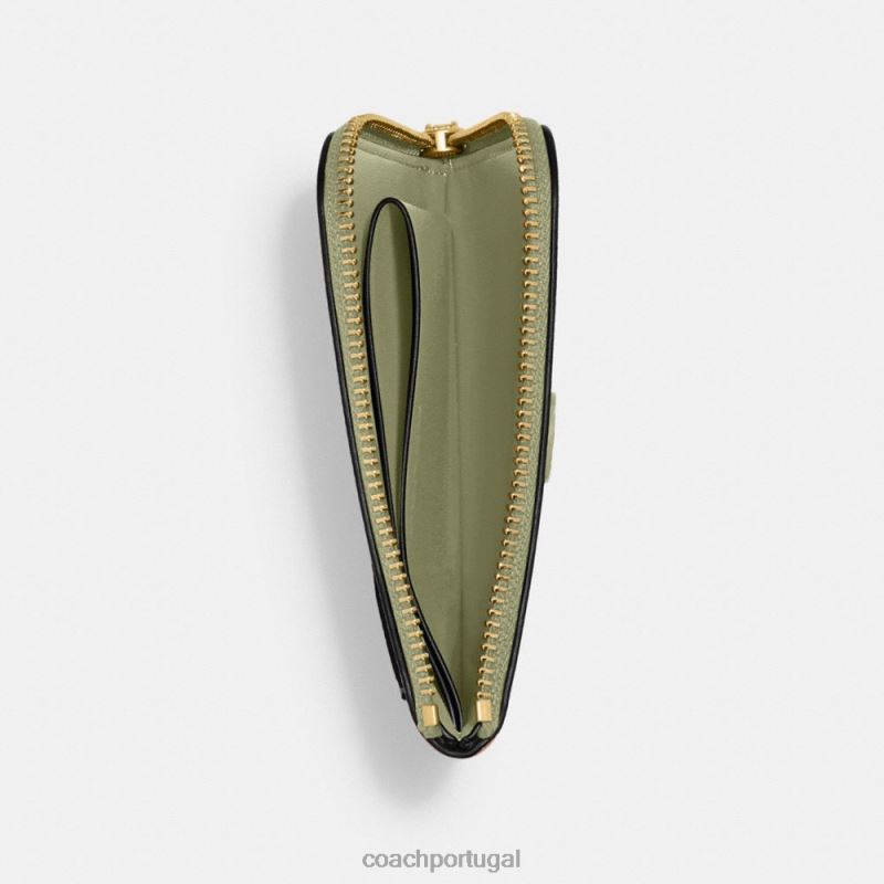Coach homens Carteira l-zip 3 em 1 com tela de assinatura musgo 6B20P702