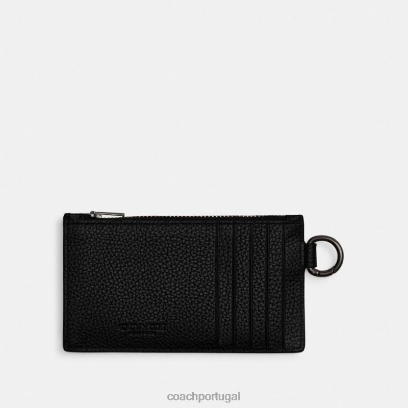 Coach homens estojo para cartão com zíper e estampa de cavalo e carruagem trufa/preta 6B20P722