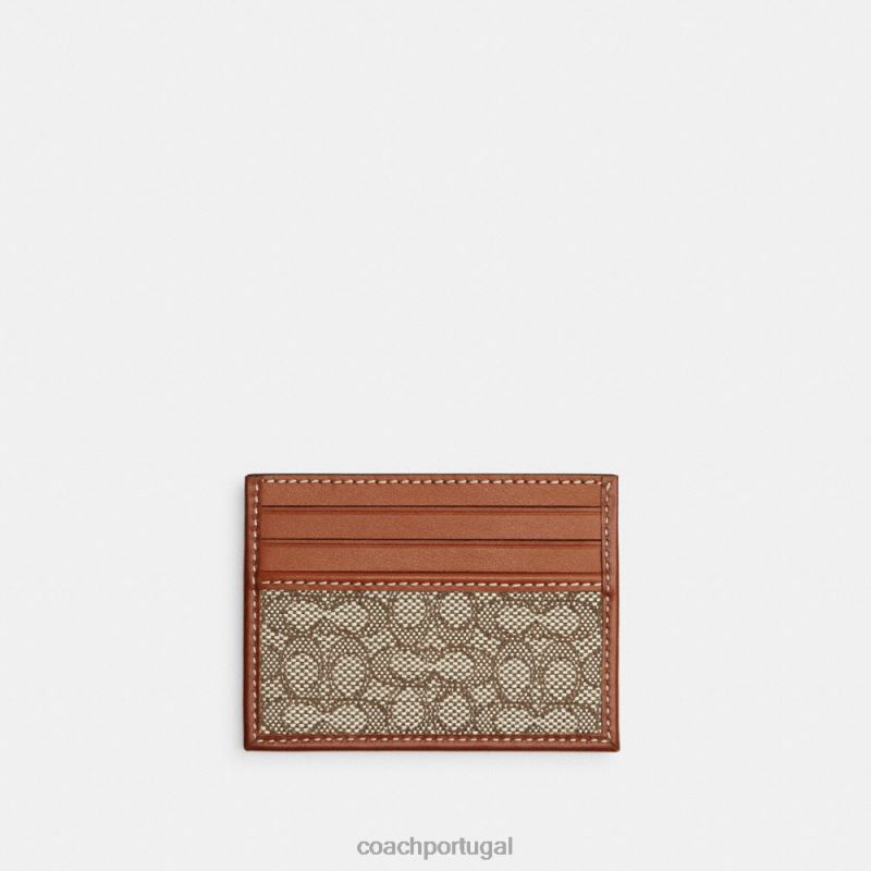 Coach homens porta-cartões em jacquard com micro assinatura cacau/âmbar polido 6B20P725