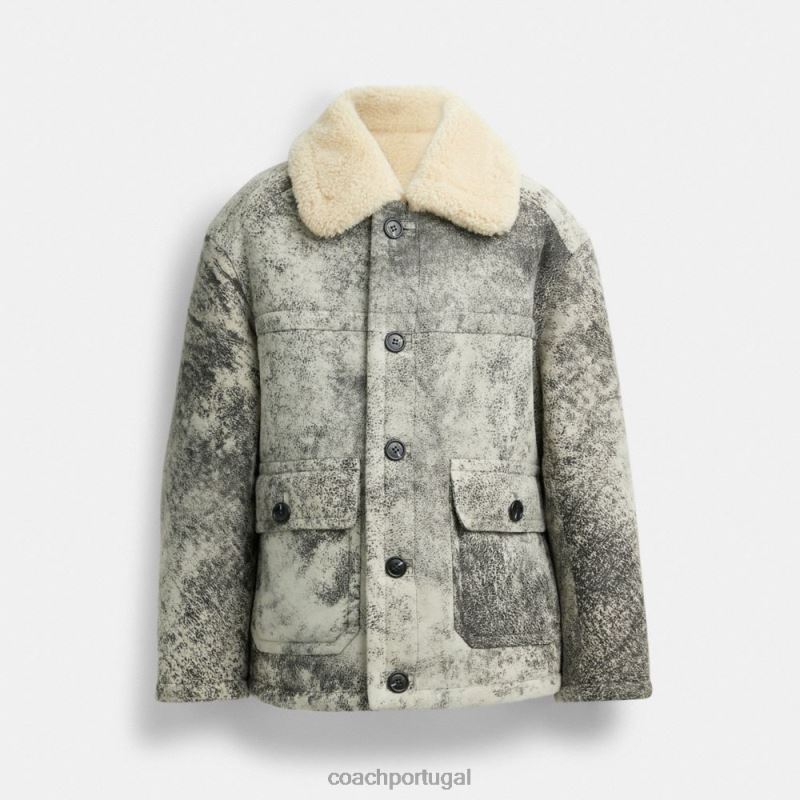 Coach homens casaco de tosquia cinza escuro 6B20P760