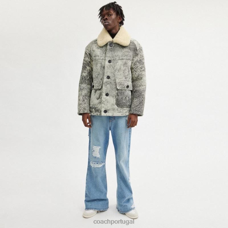 Coach homens casaco de tosquia cinza escuro 6B20P760