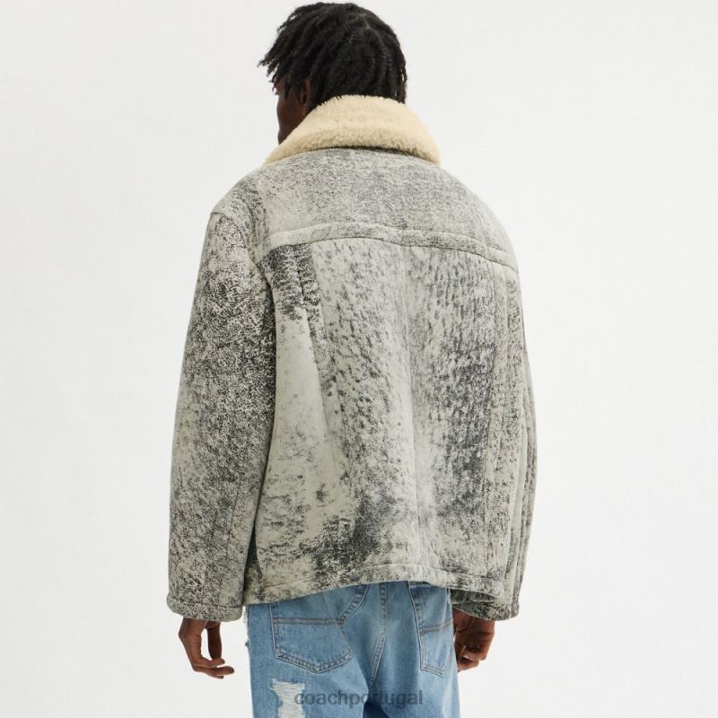 Coach homens casaco de tosquia cinza escuro 6B20P760