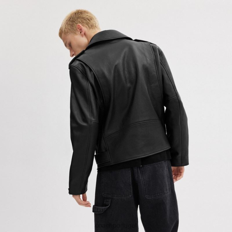 Coach homens jaqueta de moto Preto Preto 6B20P751