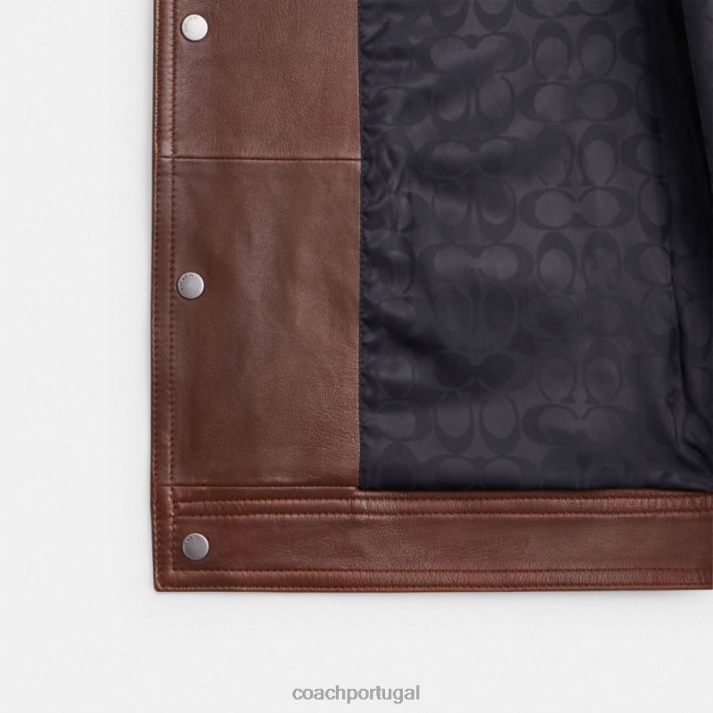 Coach homens jaqueta de motociclista marrom 6B20P759