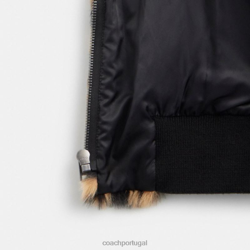 Coach homens jaqueta de pele sintética estampada leopardo 6B20P752