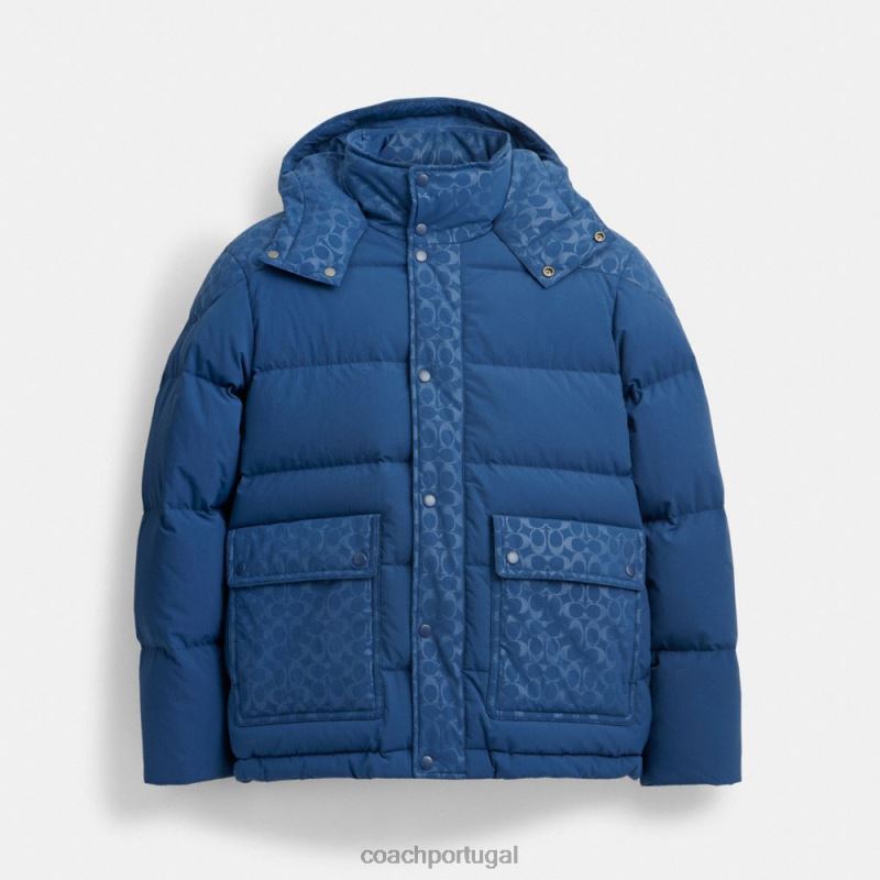 Coach homens jaqueta puffer com bolso frontal exclusivo azul profundo 6B20P756