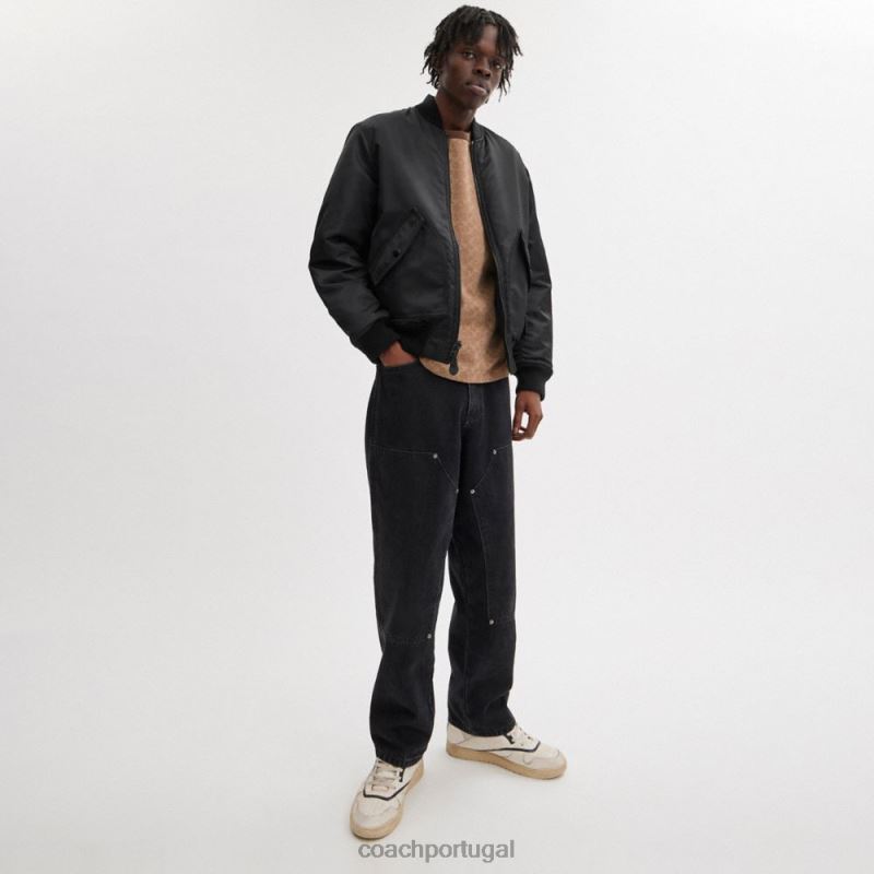 Coach homens jaqueta reversível ma-1 preto 6B20P753