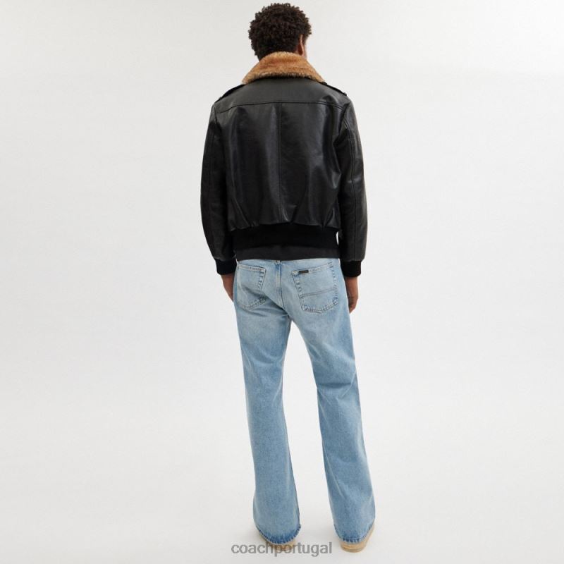Coach homens jaqueta utilitária shearling preto 6B20P754