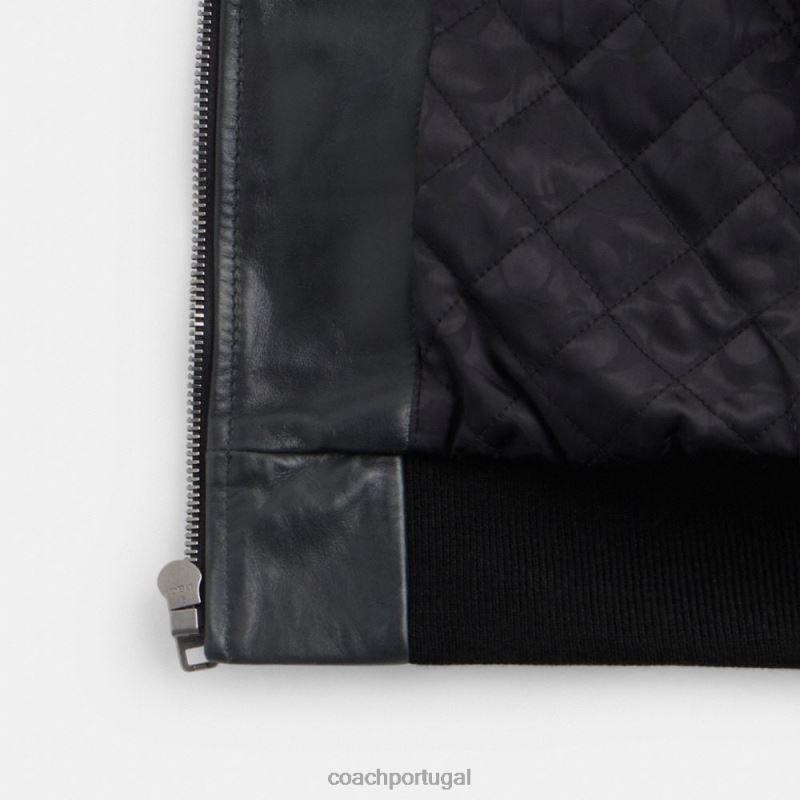 Coach homens jaqueta utilitária shearling preto 6B20P754