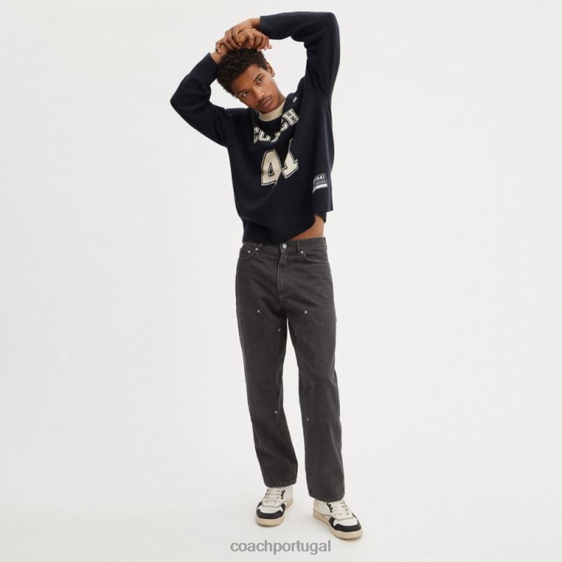 Coach homens jeans cônicos preto 6B20P788