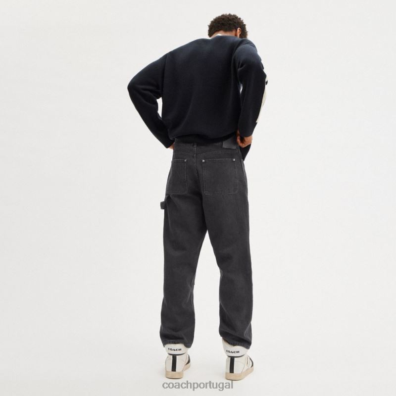 Coach homens jeans cônicos preto 6B20P788