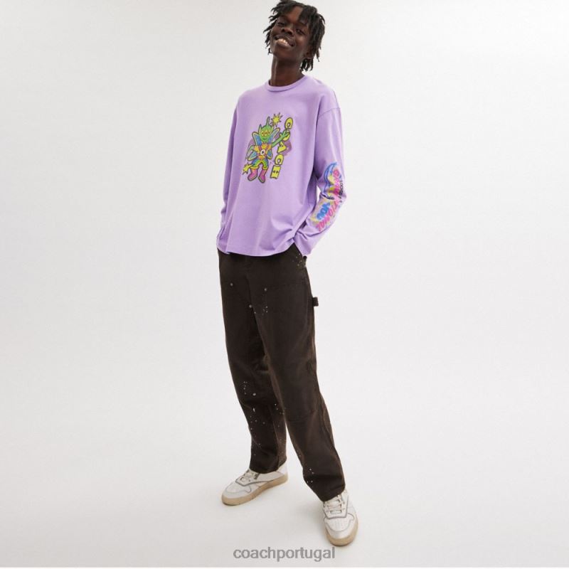 Coach homens camiseta manga longa Cosmic Coach roxo multi 6B20P770