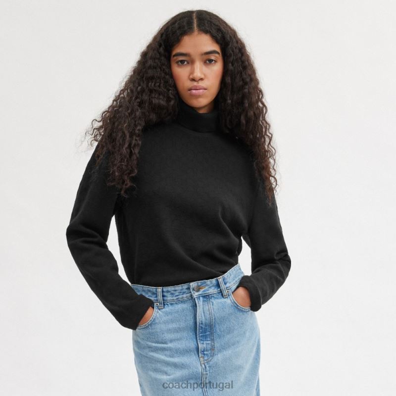 Coach homens gola alta exclusiva preto 6B20P779