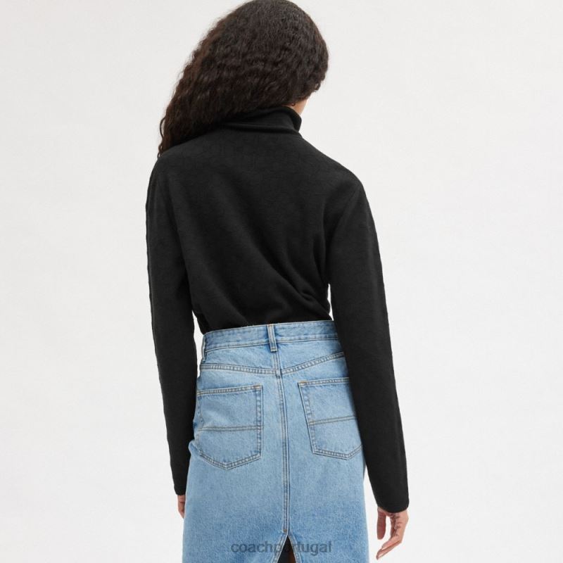 Coach homens gola alta exclusiva preto 6B20P779