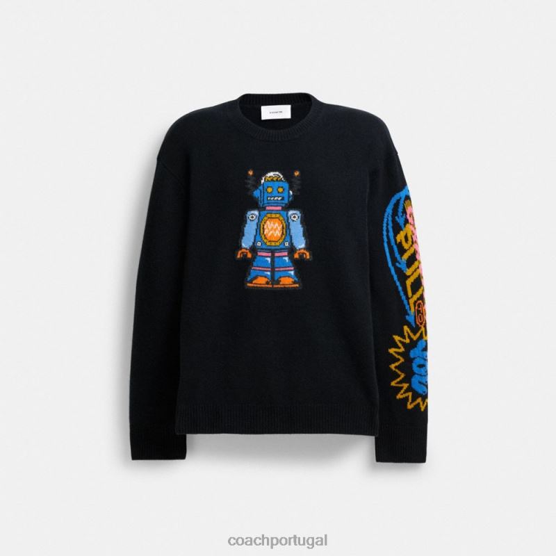 Coach homens suéter treinador cósmico preto multi. 6B20P771