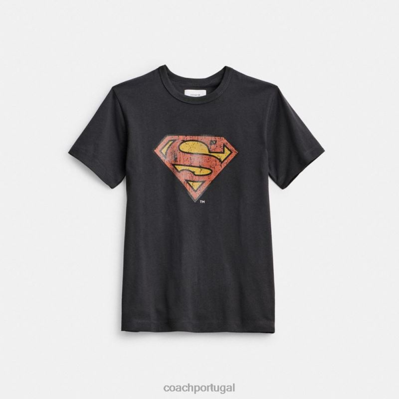 Coach homens treinador | camiseta superman dc lavado de preto 6B20P774
