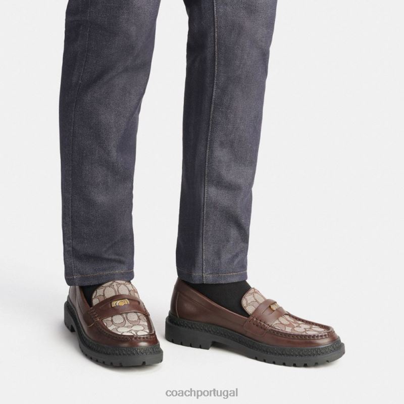 Coach homens mocassim com jacquard exclusivo e moeda exclusiva bordo 6B20P734