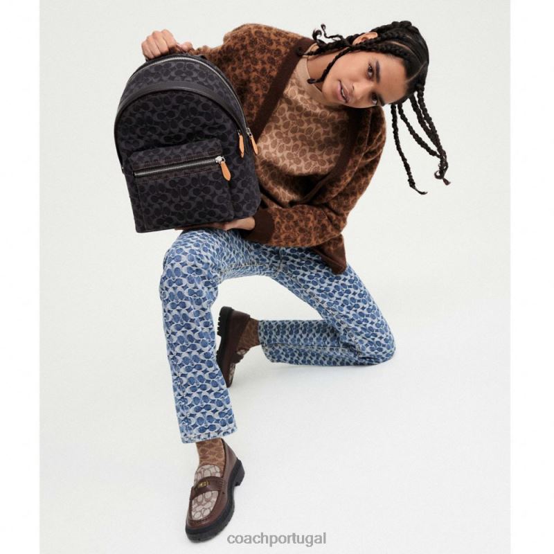 Coach homens mocassim com jacquard exclusivo e moeda exclusiva bordo 6B20P734