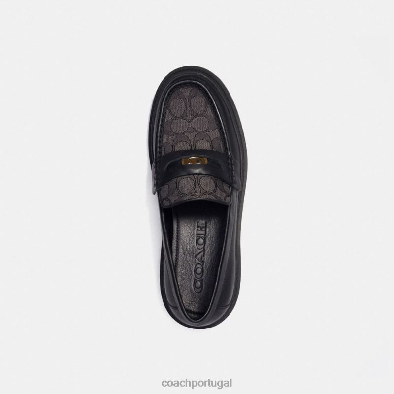Coach homens mocassim com jacquard exclusivo e moeda exclusiva preto 6B20P733