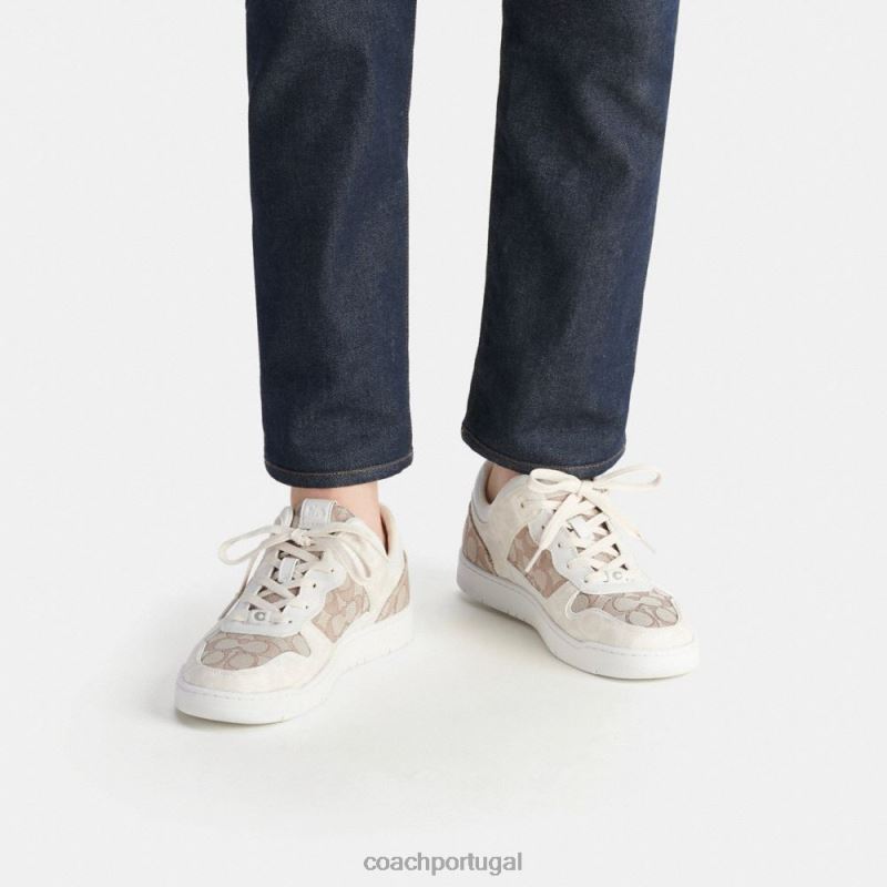 Coach homens tênis c201 em jacquard exclusivo giz/pedra 6B20P744