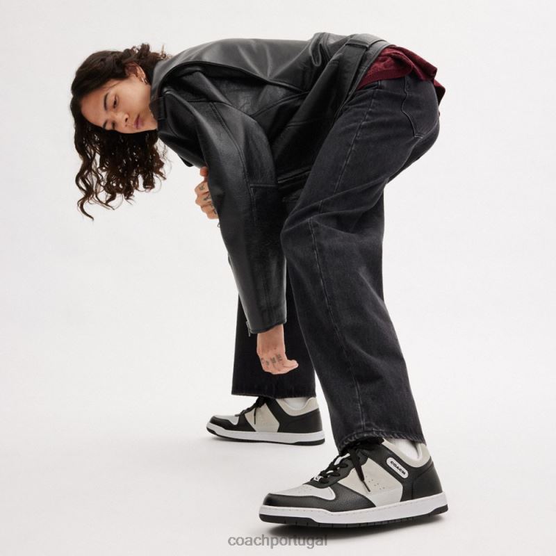 Coach homens tênis c201 preto/cinza claro 6B20P736