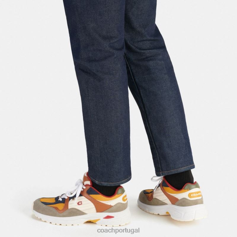 Coach homens tênis c301 verde/botão de ouro 6B20P738